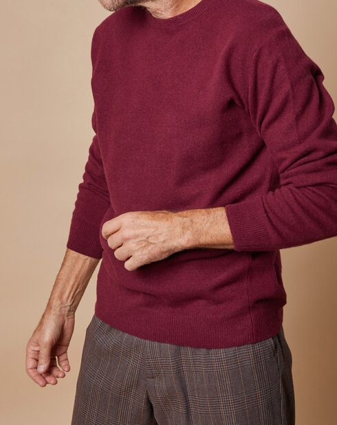 Pull 100% Cachemire 4 fils Harry col rond bordeaux