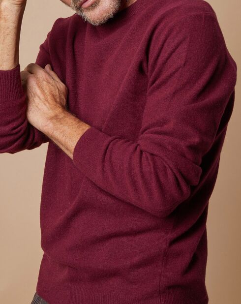 Pull 100% Cachemire 4 fils Harry col rond bordeaux