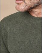 Pull 100% Cachemire 4 fils Harry col rond kaki