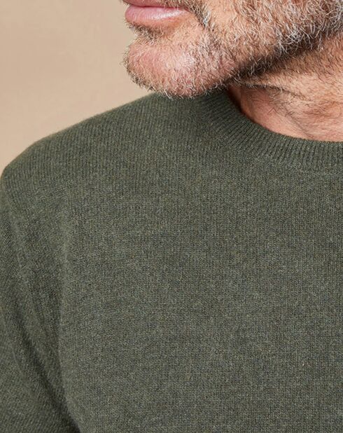 Pull 100% Cachemire 4 fils Harry col rond kaki