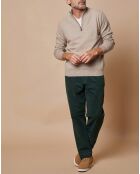 Pull 100% 4 fils Cachemire John col camionneur beige foncé/taupe