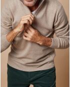 Pull 100% 4 fils Cachemire John col camionneur beige foncé/taupe