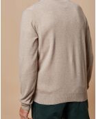 Pull 100% 4 fils Cachemire John col camionneur beige foncé/taupe