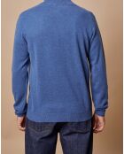 Pull 100% Cachemire 4 fils John col camionneur bleu denim foncé/gris