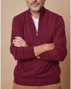 Pull 100% Cachemire 4 fils John col camionneur bordeaux/gris