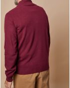 Pull 100% Cachemire 4 fils John col camionneur bordeaux/gris