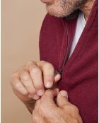 Pull 100% Cachemire 4 fils John col camionneur bordeaux/gris