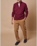 Pull 100% Cachemire 4 fils John col camionneur bordeaux/gris