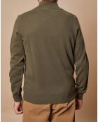 Pull 100% Cachemire 4 fils John col camionneur kaki/orange
