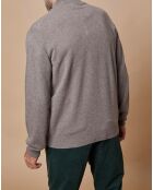 Pull 100% Cachemire 4 fils John col camionneur taupe foncé/bleu