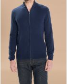 Gilet zippé 100% Cachemire John bleu marine