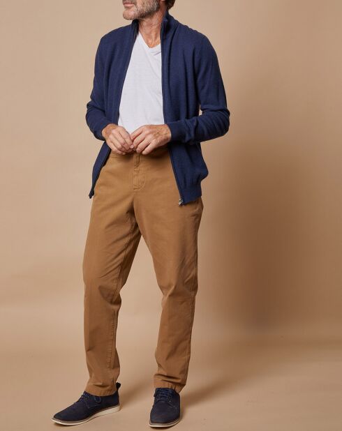 Gilet zippé 100% Cachemire John bleu marine