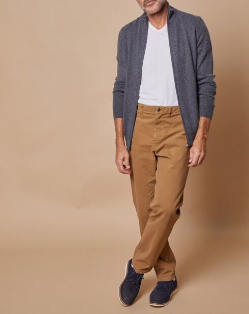 Gilet zippé 100% Cachemire John gris foncé