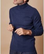 Pull 100% Cachemire Jim col roulé bleu marine