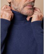 Pull 100% Cachemire Jim col roulé bleu marine