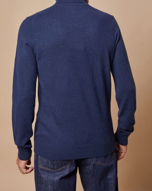 Pull 100% Cachemire Jim col roulé bleu marine
