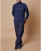 Pull 100% Cachemire Jim col roulé bleu marine