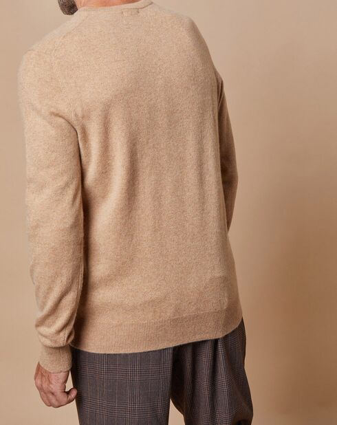 Pull 100% Cachemire Lucien col V beige