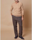 Pull 100% Cachemire Lucien col V beige