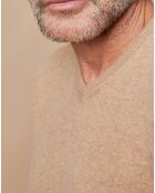 Pull 100% Cachemire Lucien col V beige