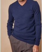 Pull 100% Cachemire Lucien col V bleu marine