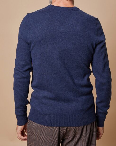 Pull 100% Cachemire Lucien col V bleu marine