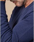 Pull 100% Cachemire Lucien col V bleu marine