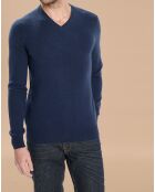 Pull 100% Cachemire Lucien col V bleu marine