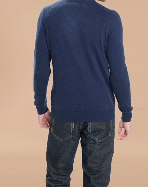 Pull 100% Cachemire Lucien col V bleu marine