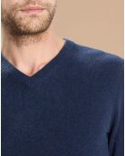 Pull 100% Cachemire Lucien col V bleu marine