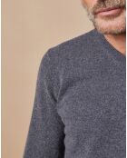 Pull 100% Cachemire Lucien col V gris foncé