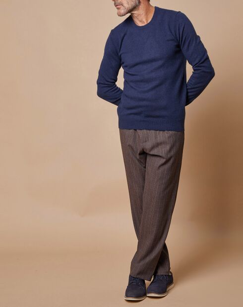 Pull 100% Cachemire Lucas col rond bleu marine