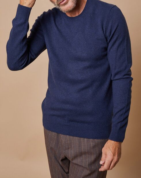 Pull 100% Cachemire Lucas col rond bleu marine