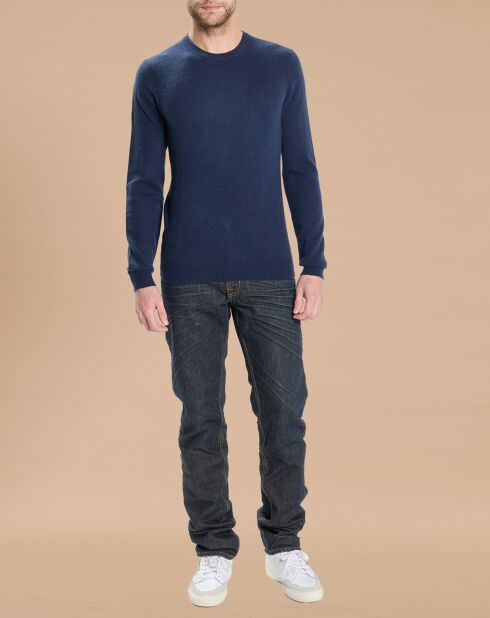Pull 100% Cachemire Lucas col rond bleu marine