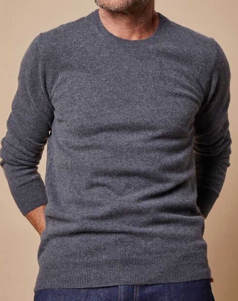 Pull 100% Cachemire Lucas col rond gris foncé