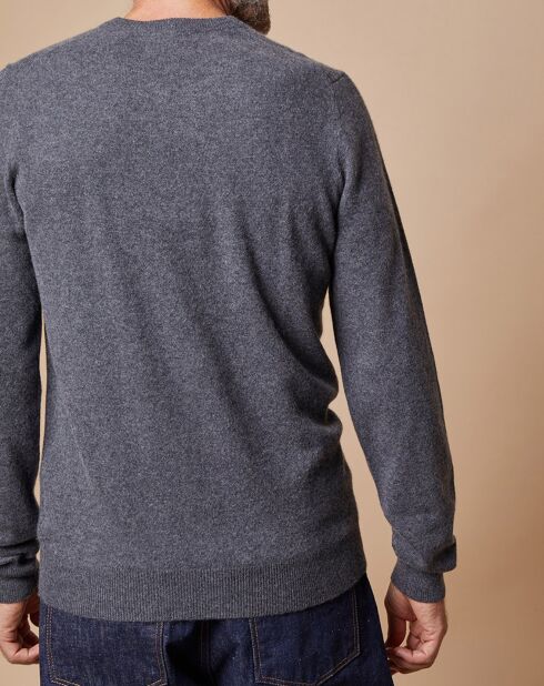 Pull 100% Cachemire Lucas col rond gris foncé