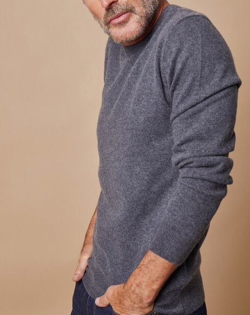 Pull 100% Cachemire Lucas col rond gris foncé