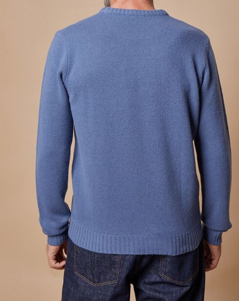 Pull en Laine & Cachemire Georges col rond bleu denim