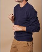 Pull en Laine & Cachemire Georges col rond bleu marine