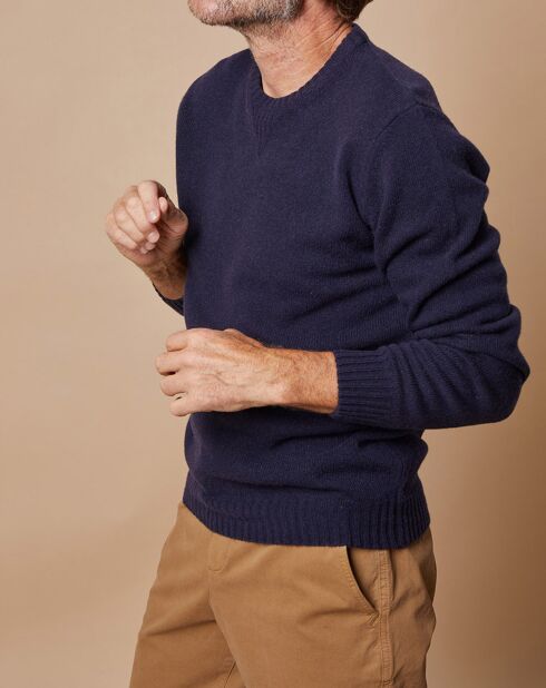 Pull en Laine & Cachemire Georges col rond bleu marine