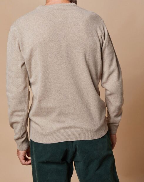 Pull 100% Cachemire 4 fils  Antoine col V beige