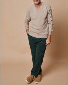 Pull 100% Cachemire 4 fils  Antoine col V beige
