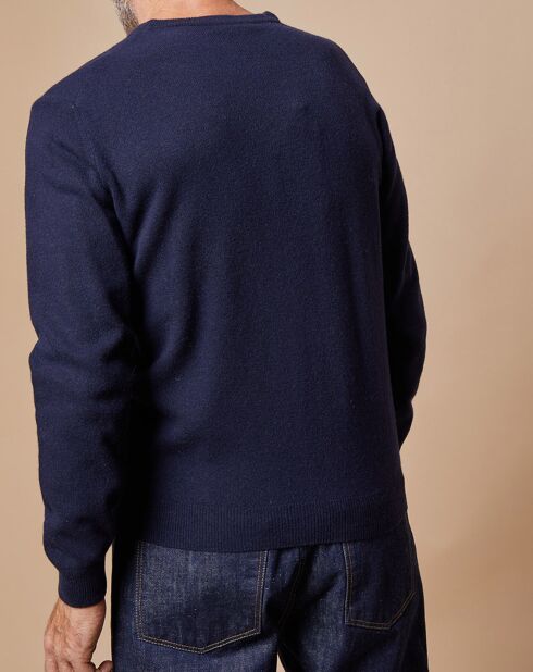 Pull 100% Cachemire 4 fils Antoine col V bleu marine