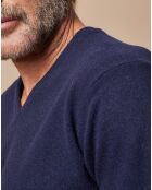 Pull 100% Cachemire 4 fils Antoine col V bleu marine