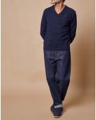 Pull 100% Cachemire 4 fils Antoine col V bleu marine