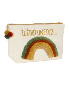 Pochette naturel/vert - 25x9x20  cm