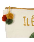 Pochette naturel/vert - 25x9x20  cm