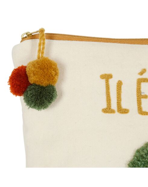 Pochette naturel/vert - 25x9x20  cm