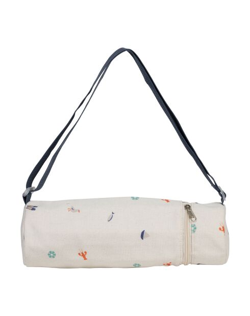 Beige/blauwe geïsoleerde flessentas - D.10x31 cm