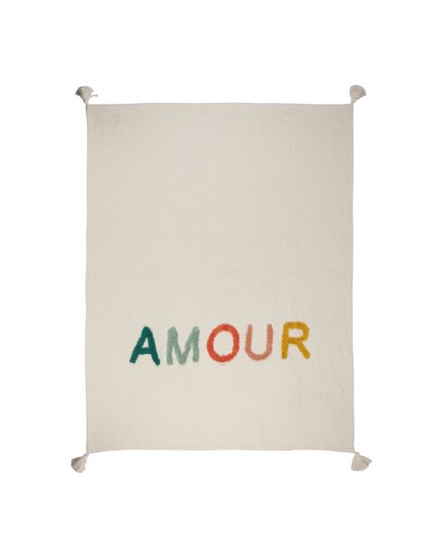 Love Family beigefarbenes Plaid - 170x130 cm